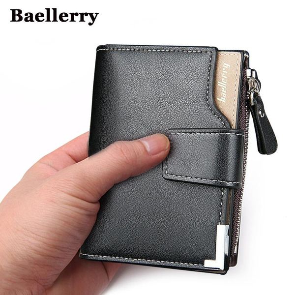 

wallets baellerry wallet pu leather men short design 50pcs/lot, Red;black