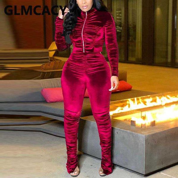 

women solid zipper front velvet jumpsuit slim ruched chic streetwear overalls jumpsuits 210702, Black;white