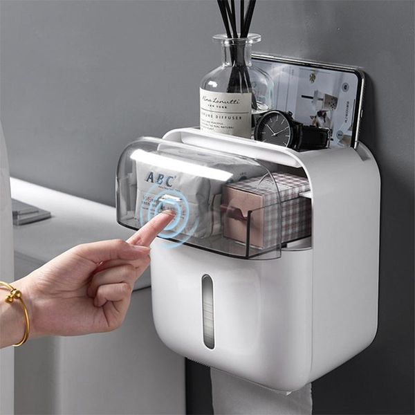 

toilet paper holders roll holder wall mounted creative waterproof storage box towel tray tissue shelf bathroom accessories
