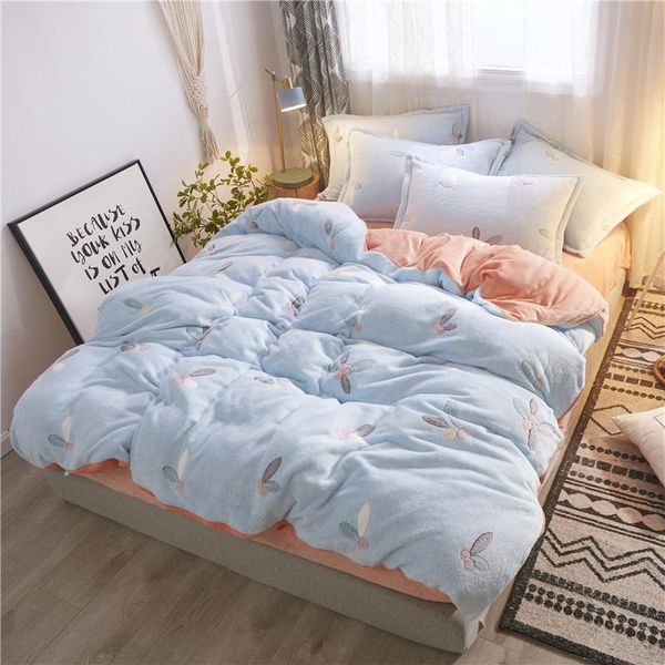 

sheets & sets 2021 snow fleece four-piece sheet flannel duvet cover crystal
