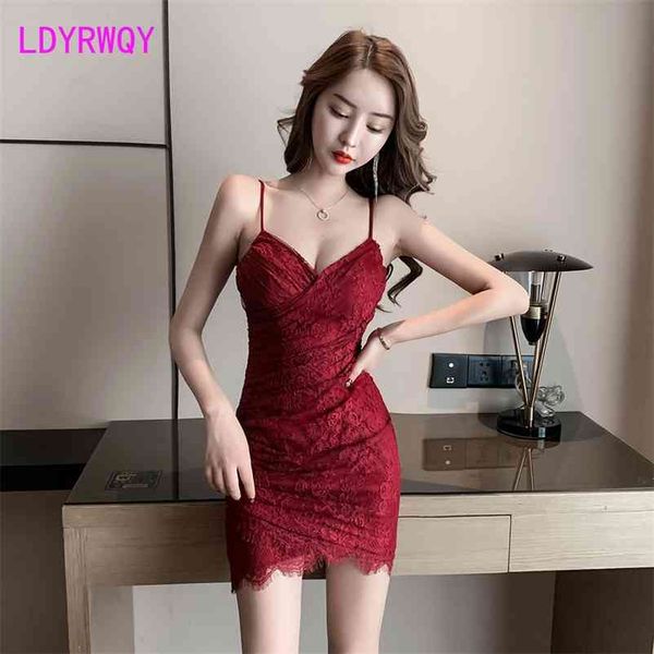 

ldyrwqy low breast of summer south korea appeal temperament wraps buttocks tight lace dress v-neck 210603, Black;gray