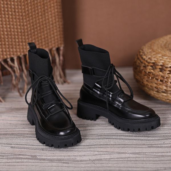 

martin thin 2021 thick soled women's boots spring and autumn single black short boots