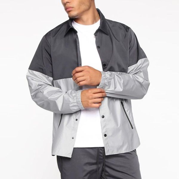 

winter men's jacket men autumn loose upset windbreaker patchwork turndown neck outwear blouse coat jackets, Black;brown