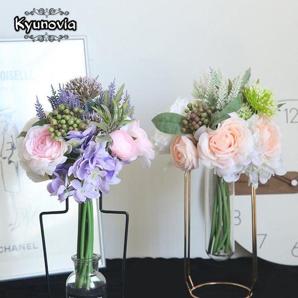

kyunovia artificial flower bouquet wedding de mariage handmade leaves pearl flowers bridesmaid bouquets by33 decorative & wreaths