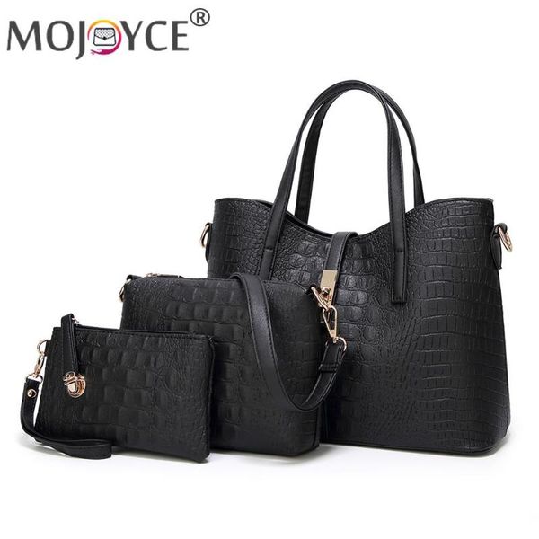 

evening bags 3pcs women composite fashion solid ladies handbags soft pu leather designed girls small shoulder
