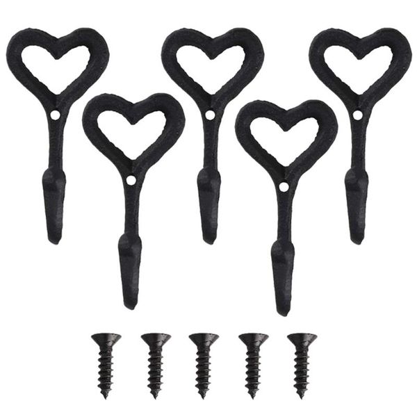 

hooks & rails 5pcs heart decorative wall cast iron coat