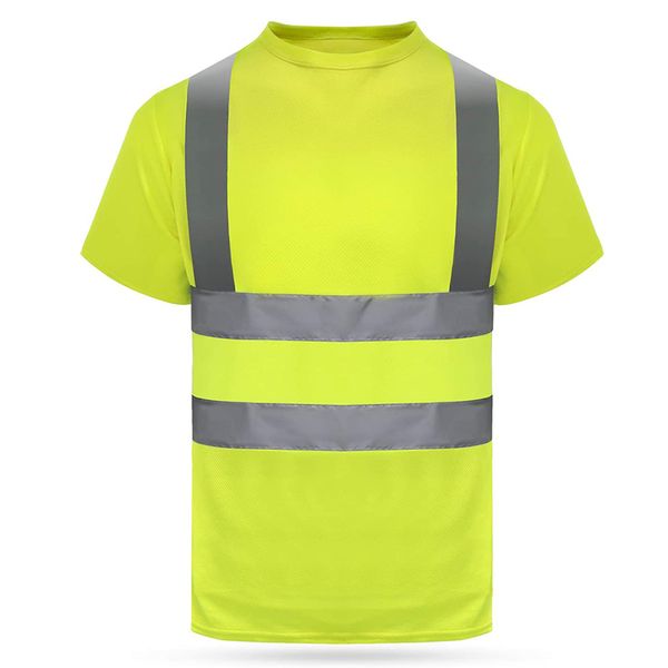 

2021 reflective t shirt construction engineering safety protective clothing traffic warning fluorescent coat for outdoor night running cycli
