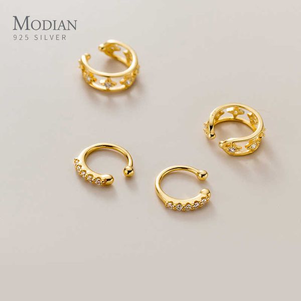 

luminous zircon c shape asymmetry hight quality 925 sterling silver clips earring for women luxury fine jewelry 210707