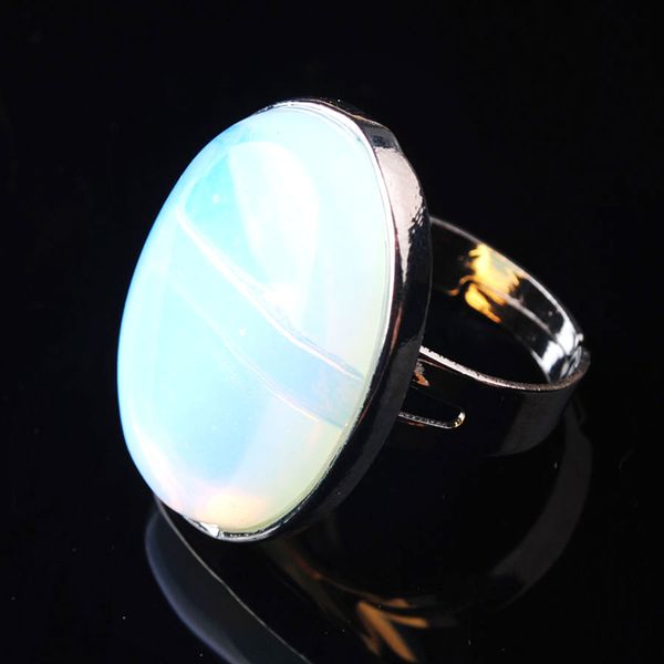 

WOJIAER Oval Natural Gem Stone White Opal Finger Rings Party Ring for Men Women Jewelry Z9164