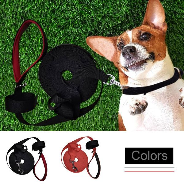 

long dog traction rope nylon padded handle (black) collars & leashes