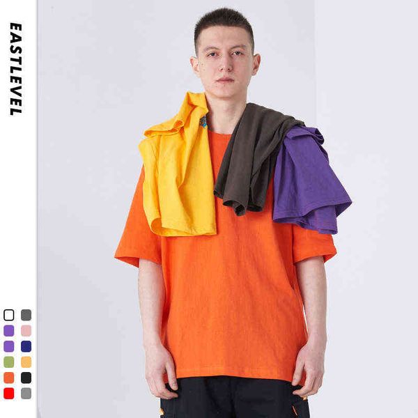 

wide 2021 summer new solid color t-shirt for men and women, White