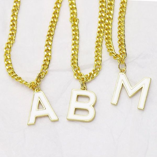 

10pcs letter pendants necklace enamel pendant alphabet jewelry wholesale women gift 9817 chains, Silver
