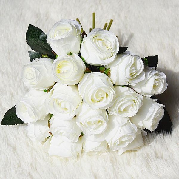 

18pcs/set silk rose artificial flowers wedding bouquet for party home garden decoration supplies decorative & wreaths