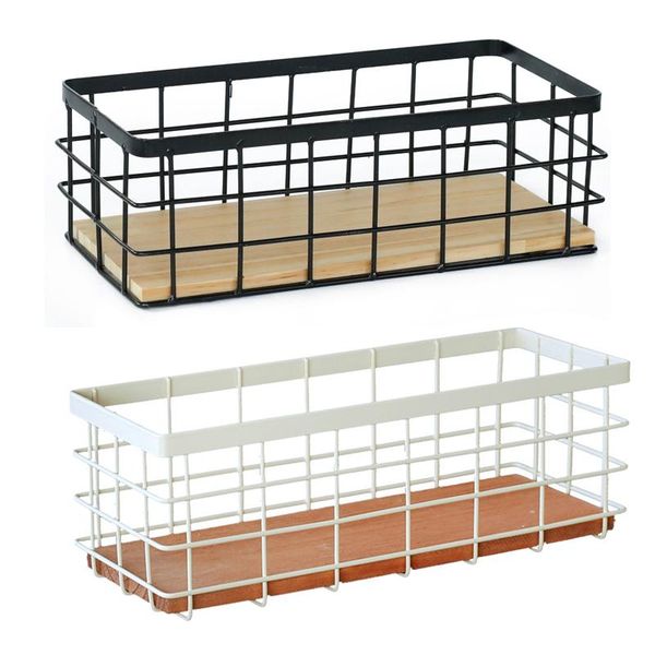 

storage baskets iron wall-mounted shelves removable wooden base cabinet