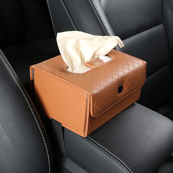 

car organizer multifunctional dual-purpose leather tissue box interior holders with snap buckle magnet