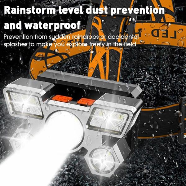 Налобные фонари Портативная светодиодная фара 5 источников света Ультра яркий перезаряжаемый налобный фонарь 4 режима Водонепроницаемый фонарик для кемпинга Мощный налобный фонарь