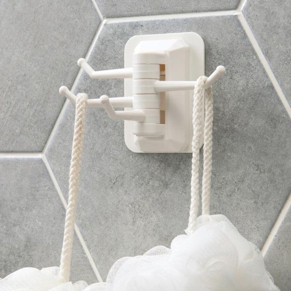 

hooks & rails 1pc rotatable seamless adhesive hook strong bearing stick kitchen wall hanger bathroom supplies