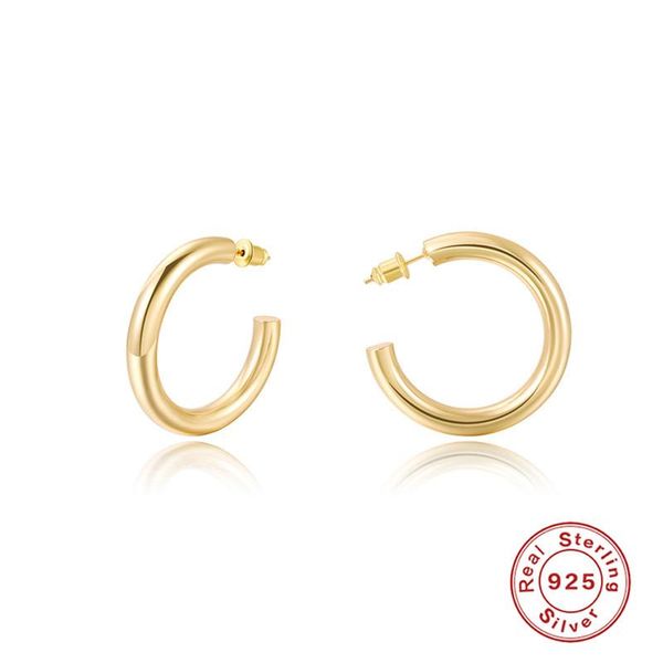 

hoop & huggie mc 925 sterling silver zircon earrings for women pendientes kolczyki couple 30/35/40cm fancy, Golden;silver