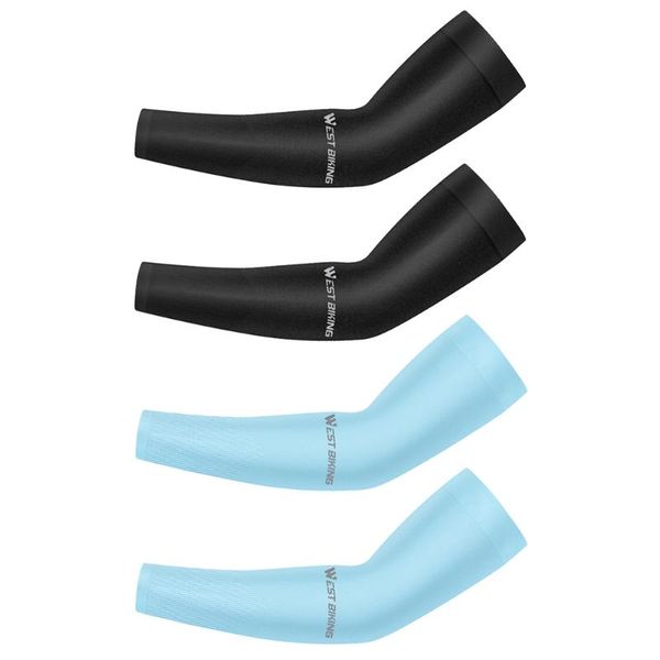 

1 pair uv protection arm sleeves warmers breathable running sports bicycle cycling sunscreen cuff elbow & knee pads, Black;gray