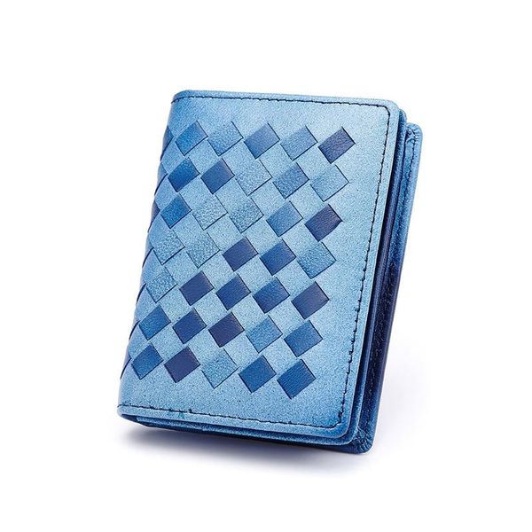 

card holders credit/id case genuine sheep leather men fashion designer knitting small wallet name cards holder women mini coin purse, Brown;gray