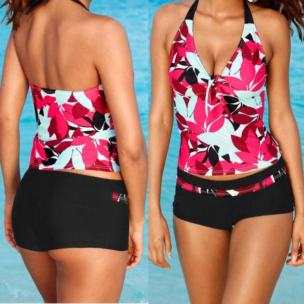 

women's swimwear 2021 swimsuit push up women tankini high waistprint sets with boy shorts ladies two piece swimsuits beach wear, White;black