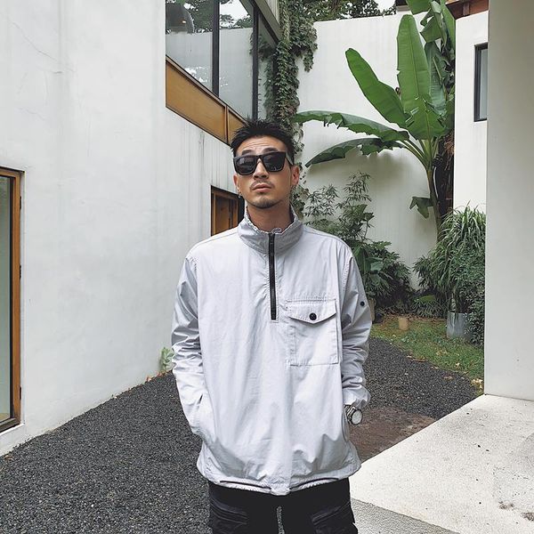 

men's jackets cptoney company spring and autumn style headgear high hooded jacket european mens coat 113wn half zip overshirt, Black;brown