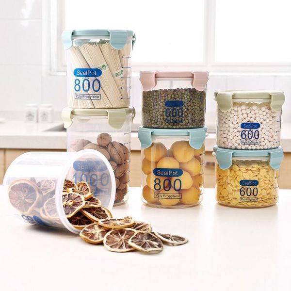 

storage bottles & jars air-tight food container kitchen pot for dry grain milk powder sugar flour random round clear large capacity