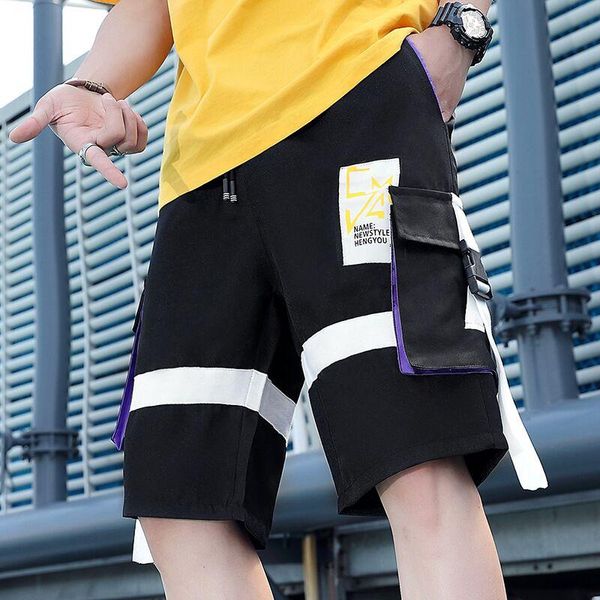 

men's summer beach casual student slacks sports pants shorts, White;black