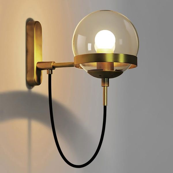 Sanmusion Loft Wall Light Hapore Украшения Лампы Спальня Спальни Светильники Светодиодные Светодиодное освещение Стеклянное Абажурная лампа