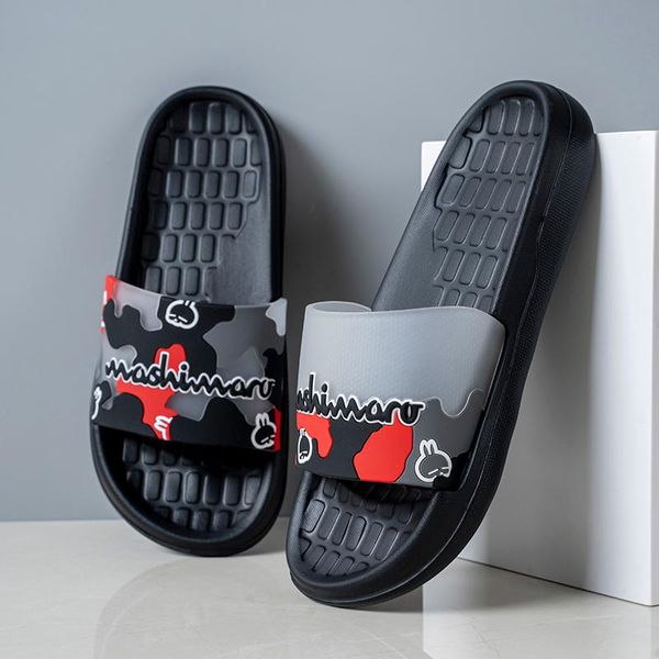 

slippers men's summer indoor big size shoes sandals non-slip men, Black