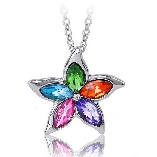 

pendant necklaces fashion pentagram crystal copper alloy necklace for women, Silver