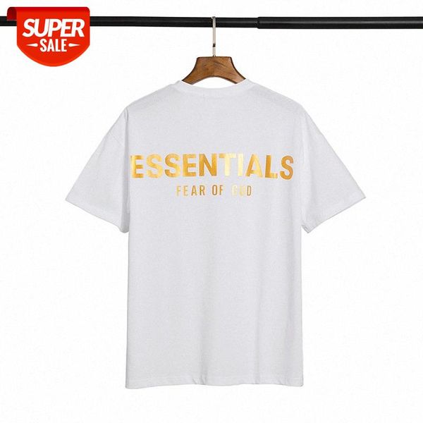 

quality fog multi-line eentials back gold letter printing loose men and women short sleeves #ga3x, White;black
