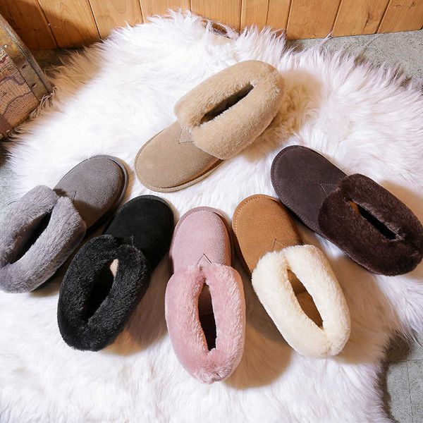 

snow boots women's winter short tube suede bread shoes leather one foot warm psh, Black