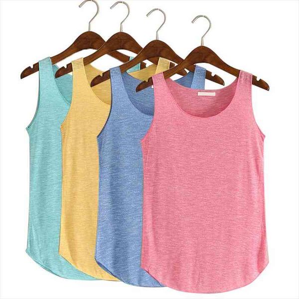 

women summer loose tank casual o-neck slim sleeveless t-shirt fashion solid color cotton stretch fitness vest, White