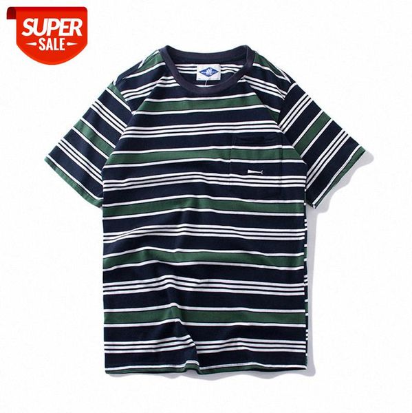 

trendy chest pocket small logo embroidery round neck male and female students casual short sleeves #hn1f, White;black