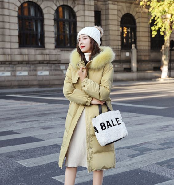 

downs ladies white winter eiderdown casual fashion in the trend of long warm coats, Black