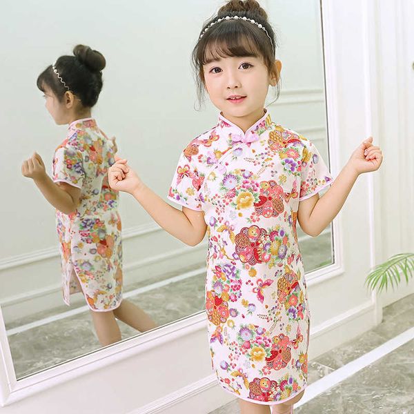 Neonata Abiti Qipao Moda 2020 Capodanno cinese Abbigliamento per bambini Abiti Cheongsam per ragazza Abito Chi-Pao floreale Q0716