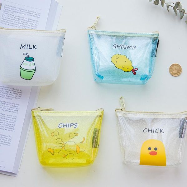 

coin purses 2021 portable mini pvc transparent zipper bag candy color jelly child girl&student women purse storage, Red;black