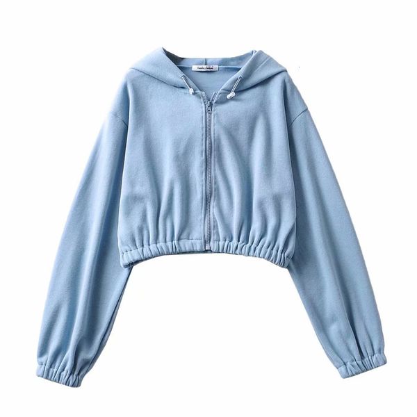 

women's hoodies & sweatshirts feminine style with zipper solid hoodie hood, Black