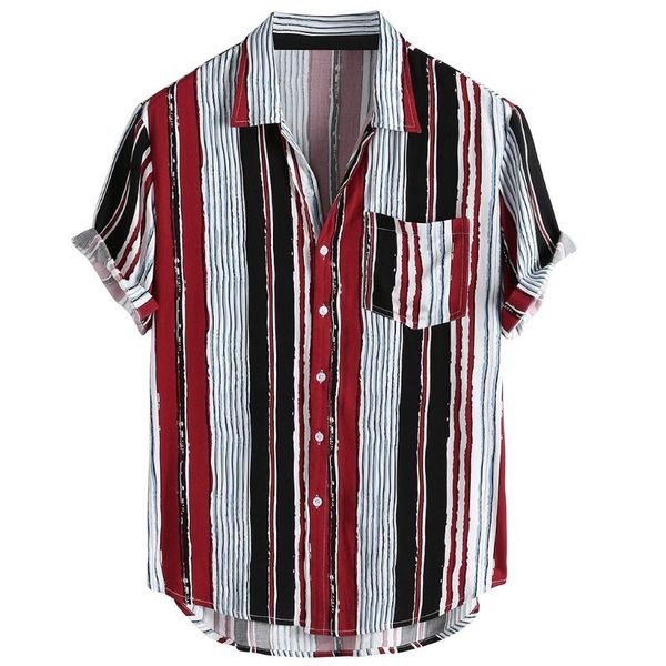 

men's t-shirts 2021 harajuku cotton short sleeve mens t shirts spring autumn striped slim fit turn-down collar shirt male clothes plus, White;black