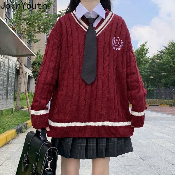 

women's sweaters joinyouth japanese pullovers fall clothing preppy style fashion letter embroidery knitted sweater coat 2021 vintage ju, White;black