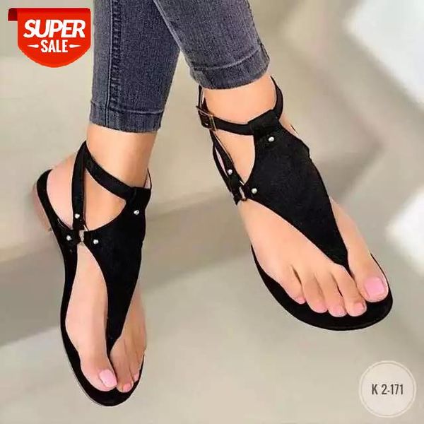

women sandals 2021 summer outdoor beach flip-flop solid fashion gladiator flats casual sandalias de mujer #198g, Black