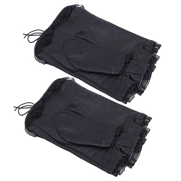 

cycling gloves women outdoor glove black lace leather half finger fashion dance show driving 2021 ladies mittens