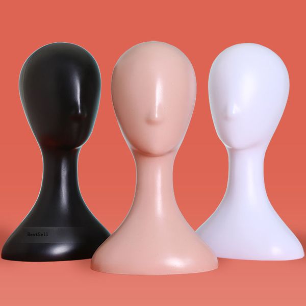 

new style plastic head mannequin female pvc head model, Khaki