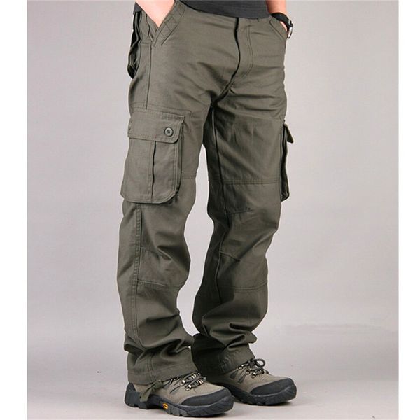 

men cargo pants casual pant multi pocket military overall mens outdoors long trousers tactical male plus size 30-44 210518, Black