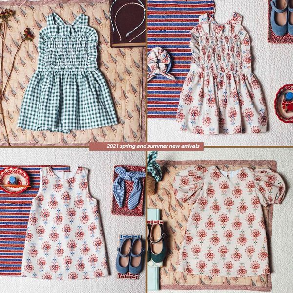 

girl's dresses toddler girls dress bp brand 2021 summer vintage floral printed cute baby girl children clothes outfit suit princess, Red;yellow