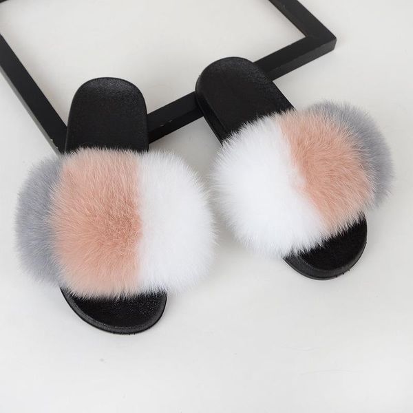 

slippers 2021 fur women home fluffy sliders comfort furry summer flats sweet ladies shoes female indoor flip flops, Black