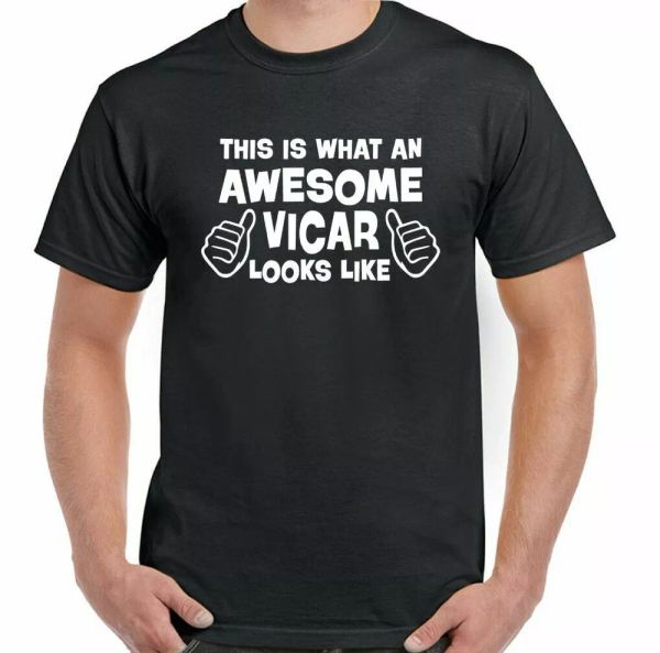 

vicar t-shirt mens funny this is what an awesome looks like, White;black