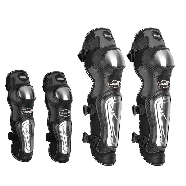 

voerh motorcycle knee protection elbow fall carbon fiber stainless steel knight riding equipment four, Black