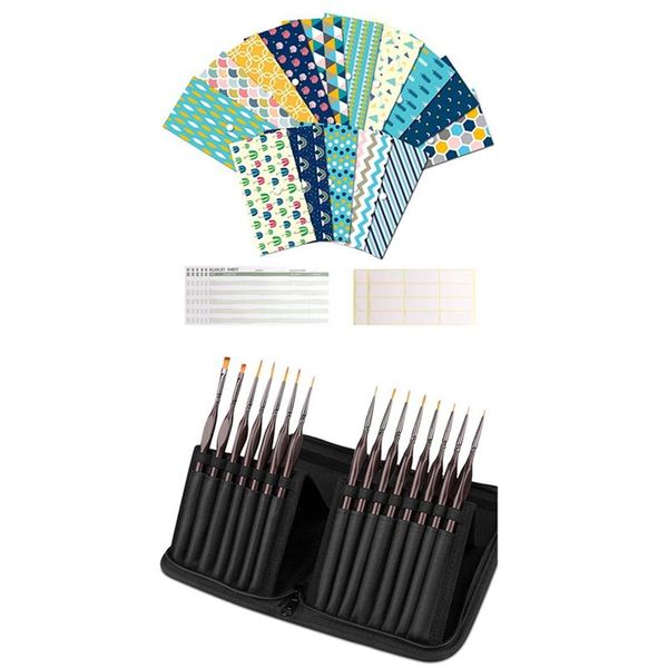 

-1 set waterproof money cash envelopes reusable & 1 detail paint brush set, miniature painting brushes kit gift wrap